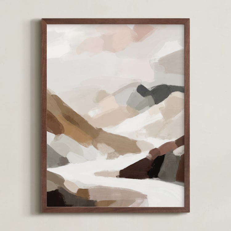 "Earthy Cascade I" - Art Print in Tan by Melanie Severin - Framed