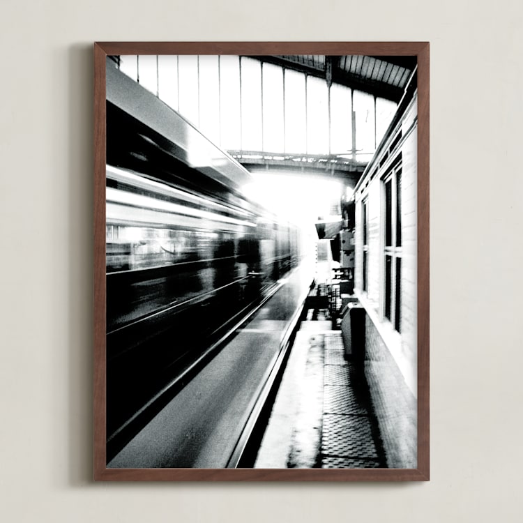 "Riding on the Metro" - Art Print in Black and White by Marker Girl - Framed