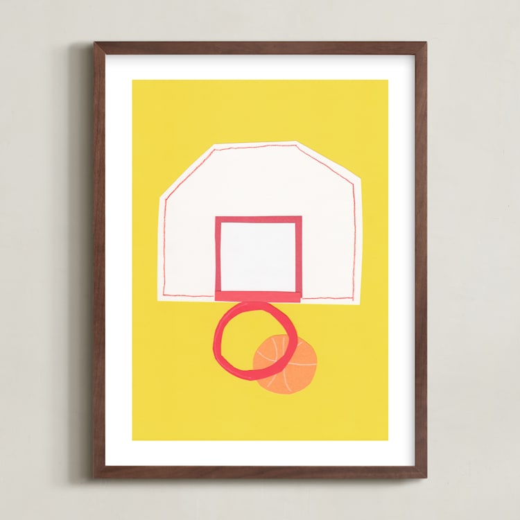 "Basketball Hoop" - Art Print in Slam Dunk Sun by Elliot Stokes - Framed