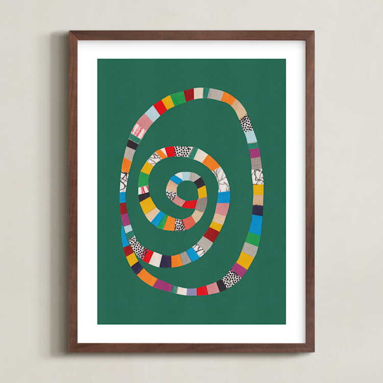 "Whirl of Colors" - Art Print in Shamrock Green by Alisa Galitsyna - Framed