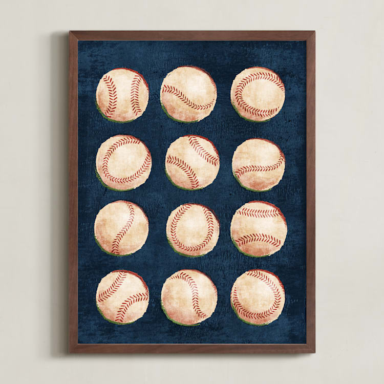 "Dinger 1 Spin Cycle" - Art Print in Navy by Kamala Nahas - Framed