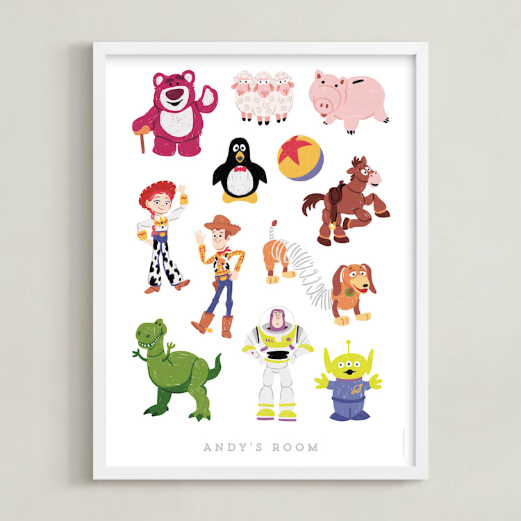 "Andy's Toys from Disney and Pixar's Toy Story" - Personalized Art Print in Candy by Rebecca Smith - Framed