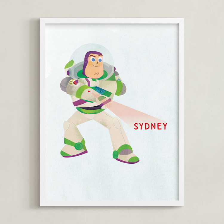 "Disney and Pixar Buzz's Laser" - Personalized Art Print in Green by Lori Wemple - Framed
