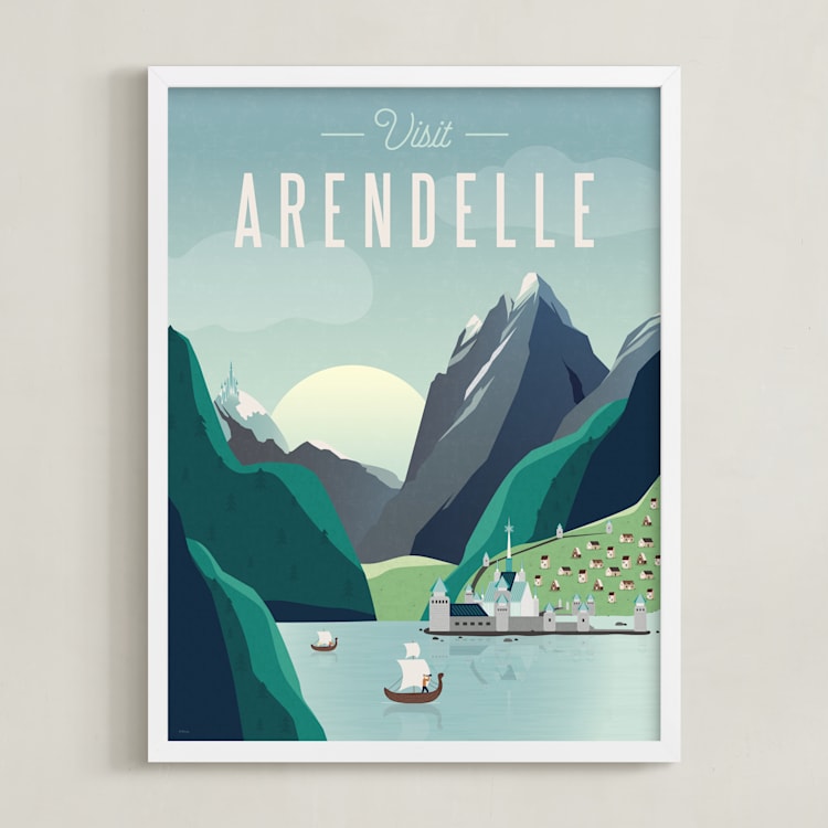 "Visit Arendelle" - Art Print in Glacier by Erica Krystek - Framed