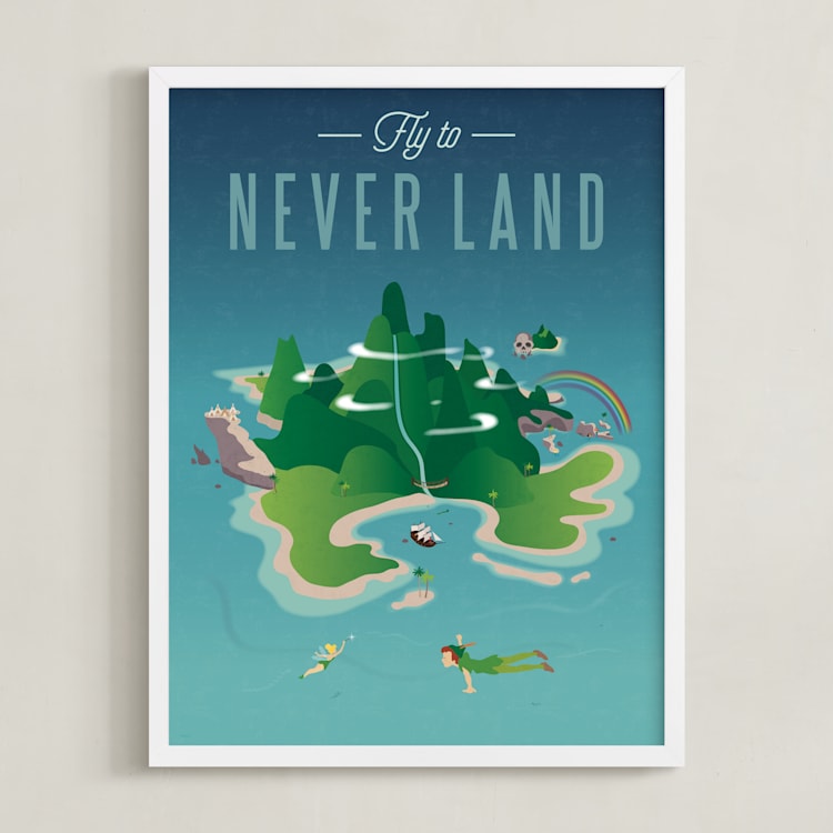 "Fly To Neverland" - Art Print in Island by Erica Krystek - Framed