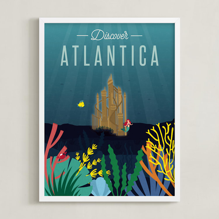 "Discover Atlantica" - Art Print in Deep Sea by Erica Krystek - Framed