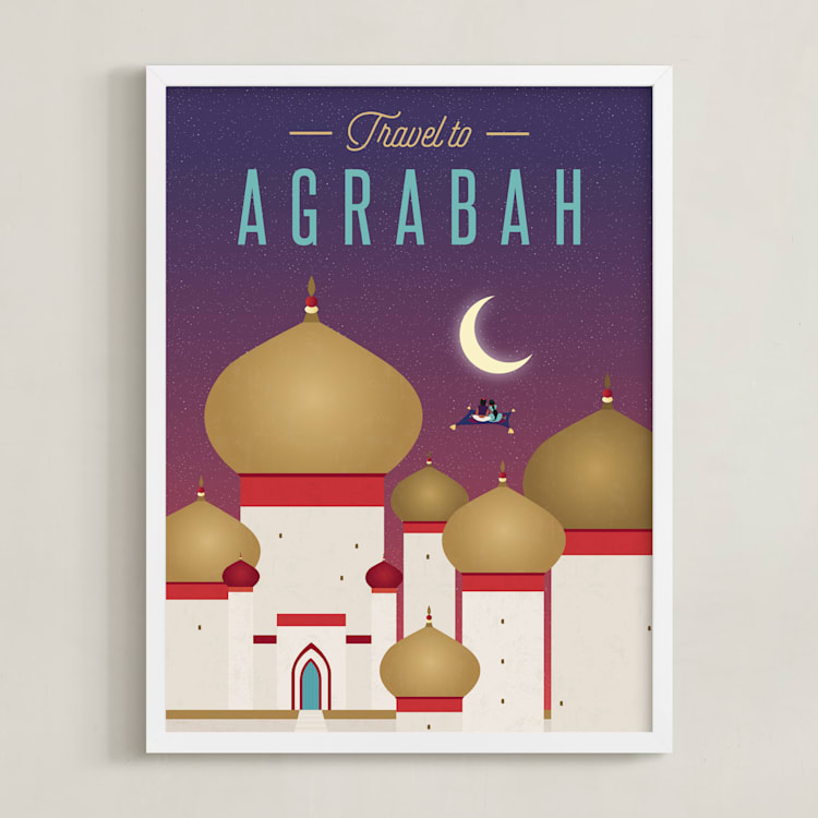 "Travel to Agrabah" - Art Print in Night Sky by Erica Krystek - Framed