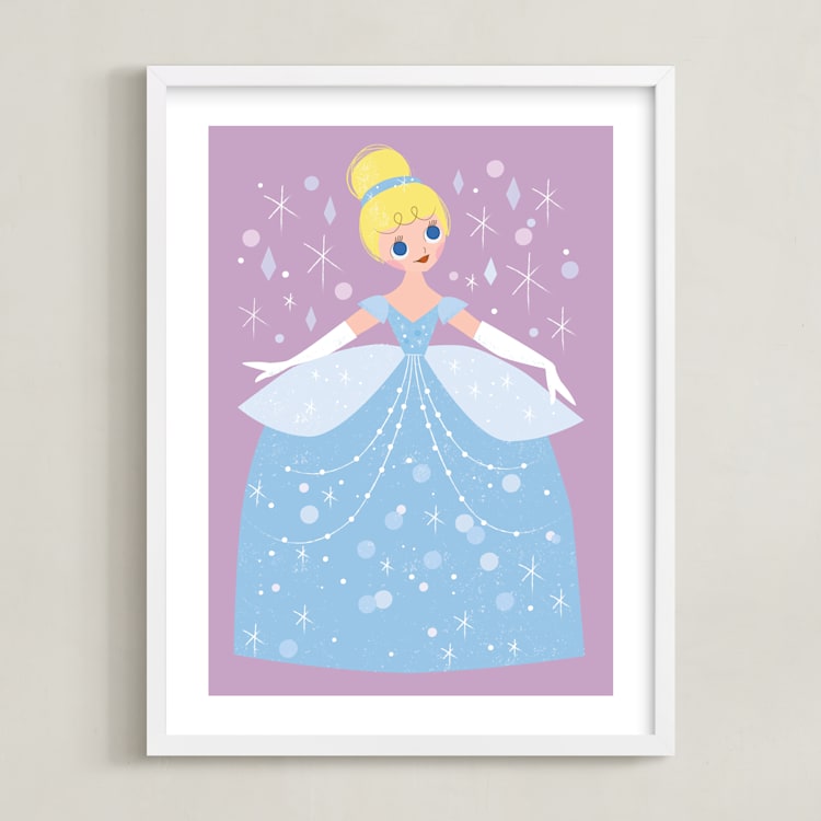 "Sparkling Cinderella" - Art Print in Midnight by Angela Thompson - Framed