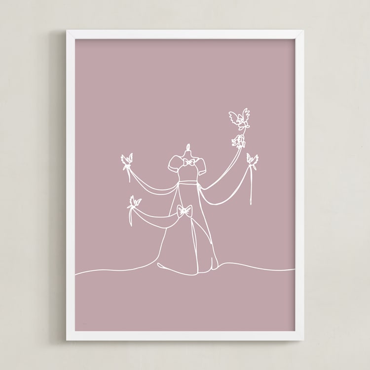 "The Dress from Disney's Cinderella" - Art Print in Blush by Britt Mills - Framed