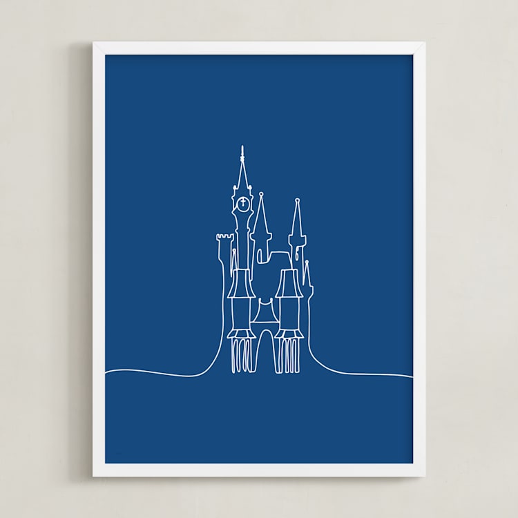 "The Castle from Disney's Cinderella" - Art Print in Midnight by Britt Mills - Framed