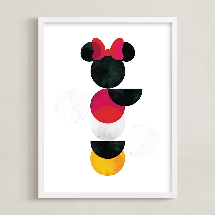 "Disney Minimalist Minnie Mouse" - Art Print in Coal by Anna Joseph - Framed