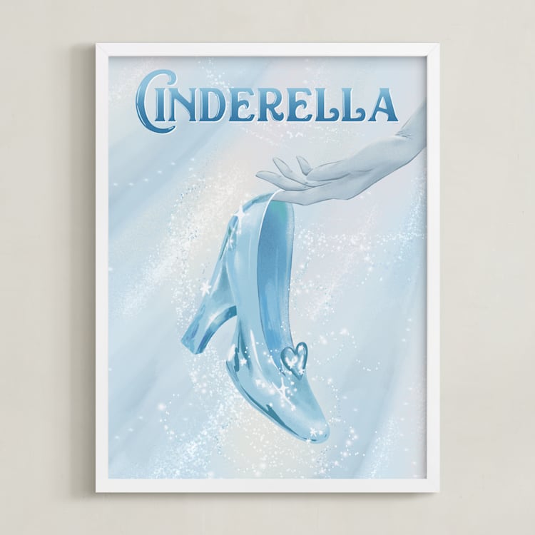 "Disney's Cinderella Glass Slipper" - Art Print in Glass by Leah Bisch - Framed
