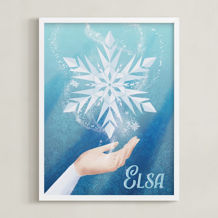 "Disney's Elsa Snow Flake" - Art Print in Ice by Leah Bisch - Framed