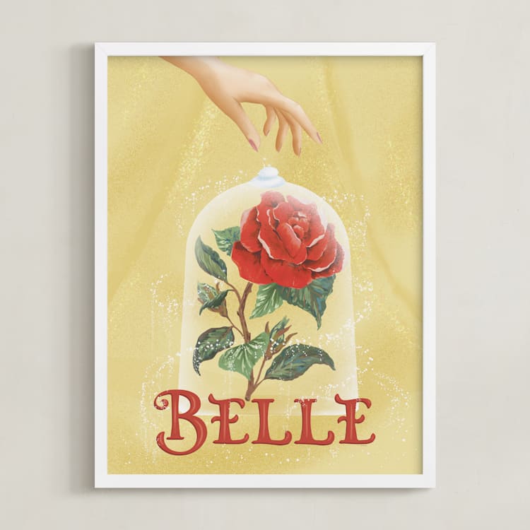"Disney's Belle Rose" - Art Print in Golden by Leah Bisch - Framed