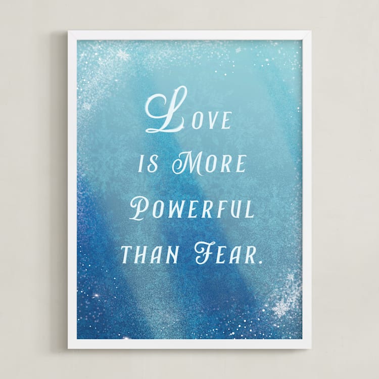 "Disney's Elsa Love Quote" - Art Print in Ice by Leah Bisch - Framed