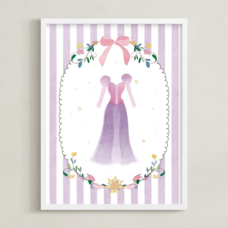 "Disney Princess Rapunzel Dress-Up" - Art Print in Lilac by Kamala Nahas - Framed