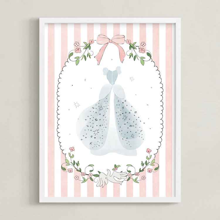 "Disney Princess Cinderella Dress-Up" - Art Print in Blush by Kamala Nahas - Framed