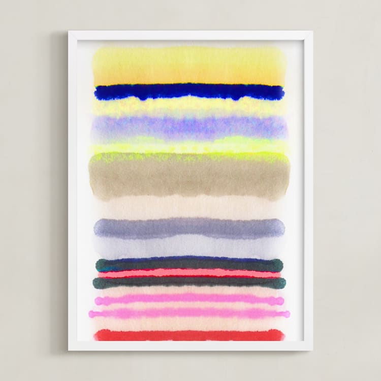 "Behind The Veil" - Art Print in Hot Yellow by HAPI ART - Framed