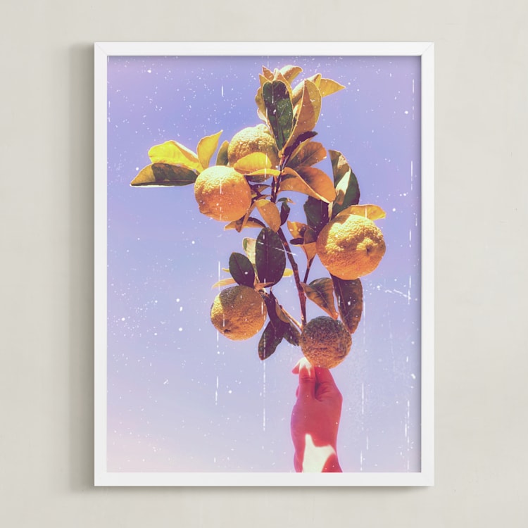 "Lemon Dreaming" - Art Print in Melbourne Periwinkle by Jiny He - Framed