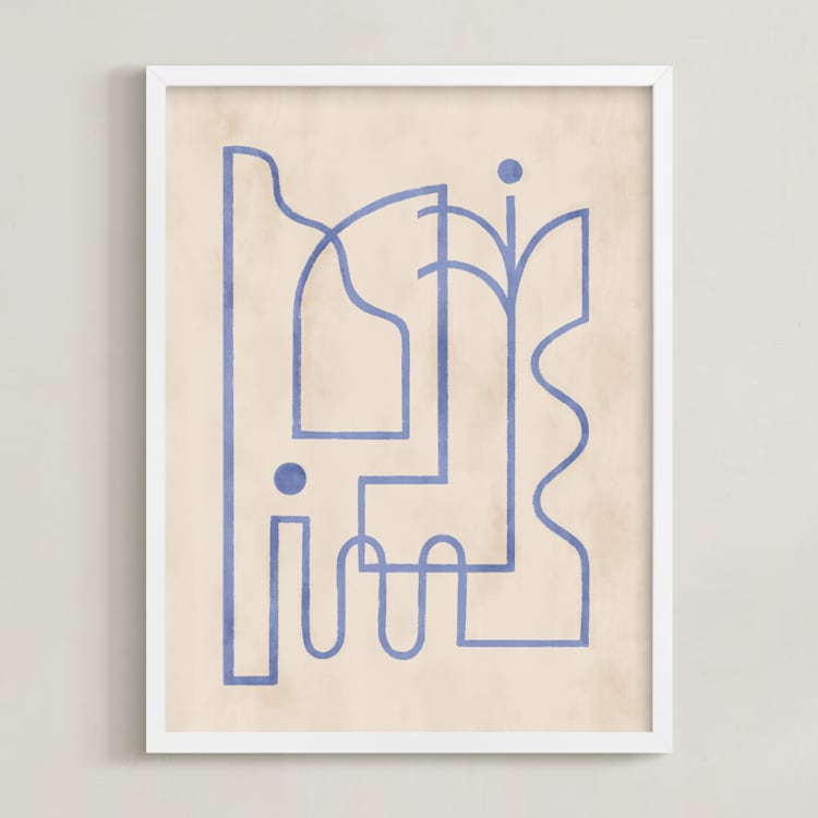 "Through My Window II" - Art Print in soft blue by Pati Cascino - Framed