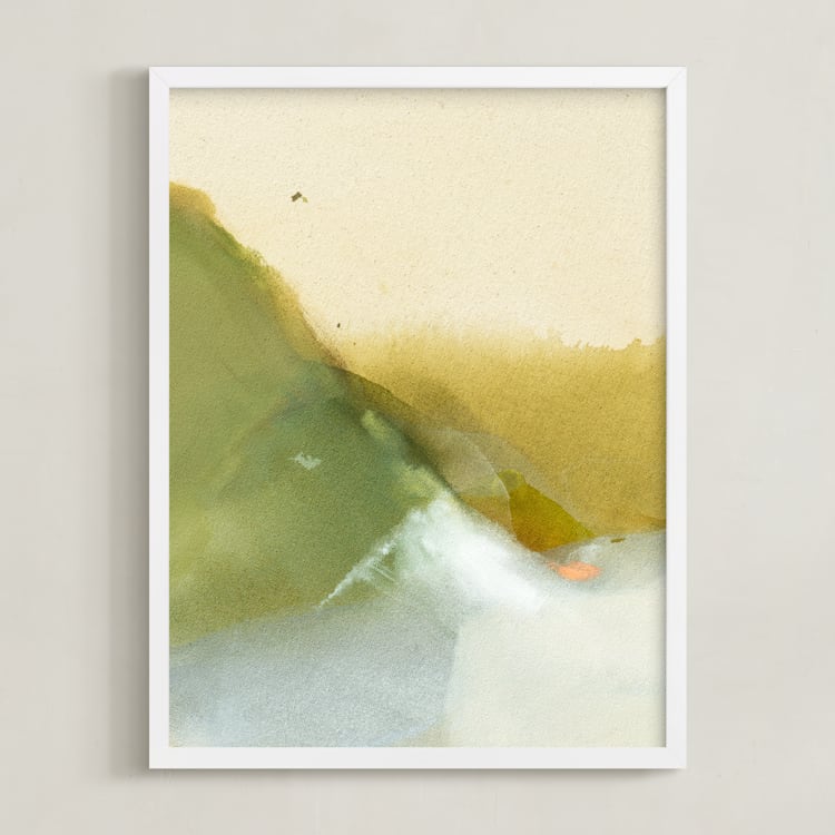 "Golden Whispers" - Art Print in Ochre by Arohika Verma - Framed