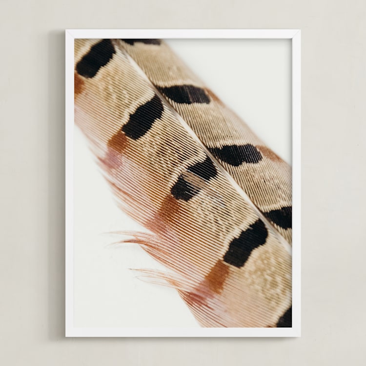 "Feather Study I" - Art Print in Auburn by Becca Beers - Framed