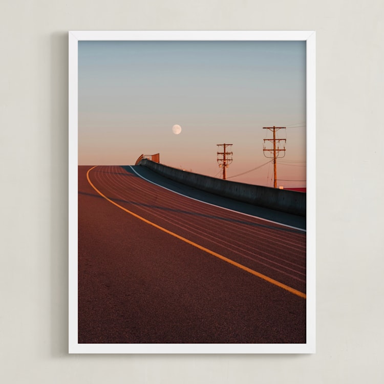 "October Moon" - Art Print in Road by Kate Baird - Framed