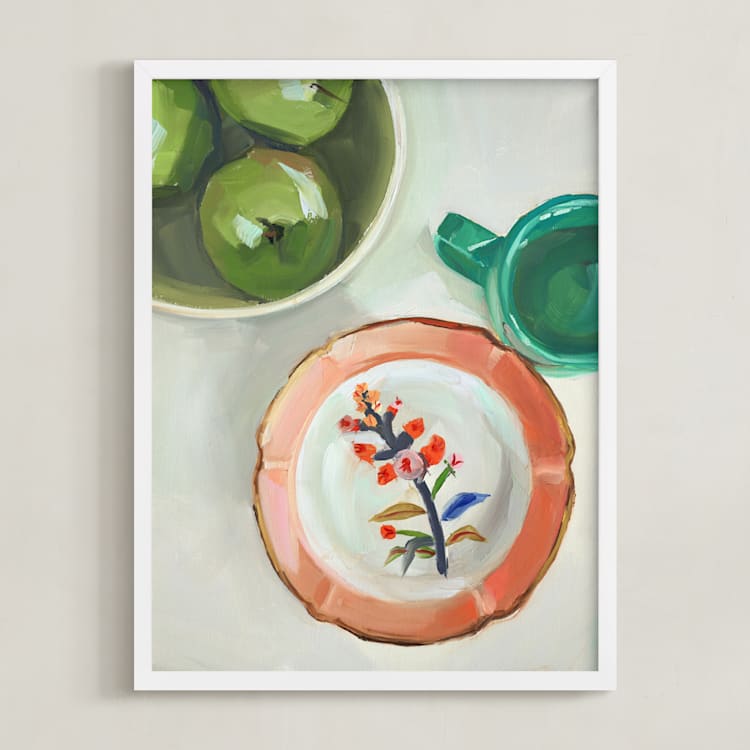 "Beautiful Plate" - Art Print in Linen by Jenny Westenhofer - Framed