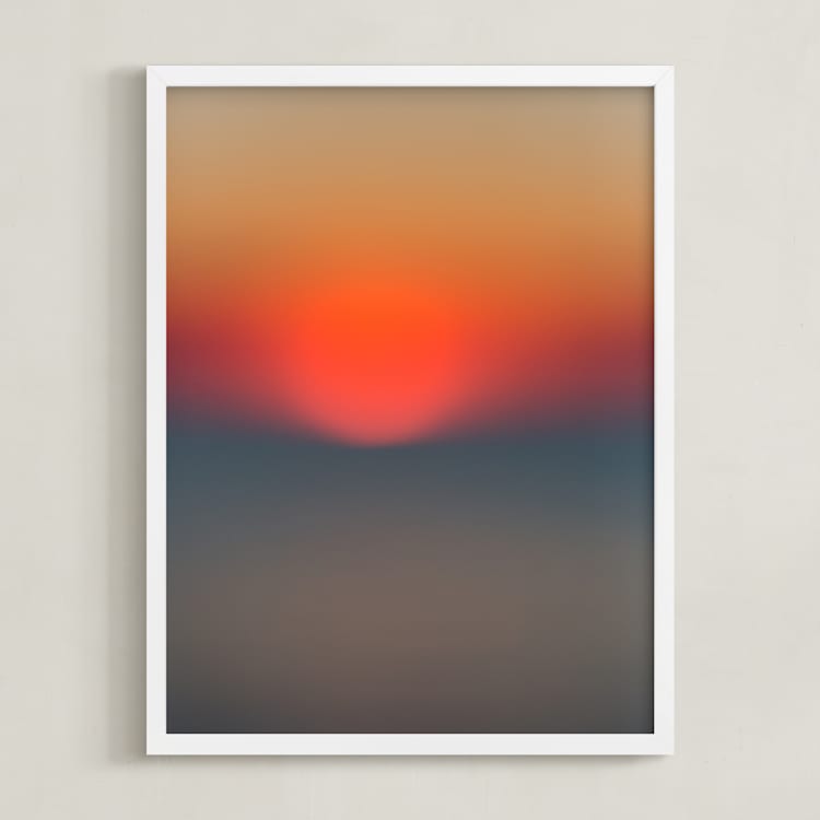 "The Sun Also Sets" - Art Print in Sunset Orange by Helen Makadia - Framed
