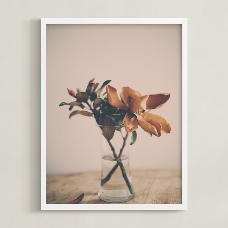 "Magnolia" - Art Print in Sepia by Melinda Denison - Framed