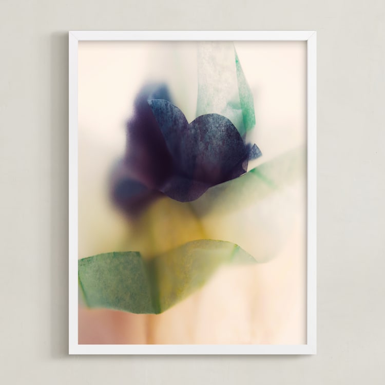 "Blue Flower" - Art Print in sapphire blue by Karen Kardatzke - Framed