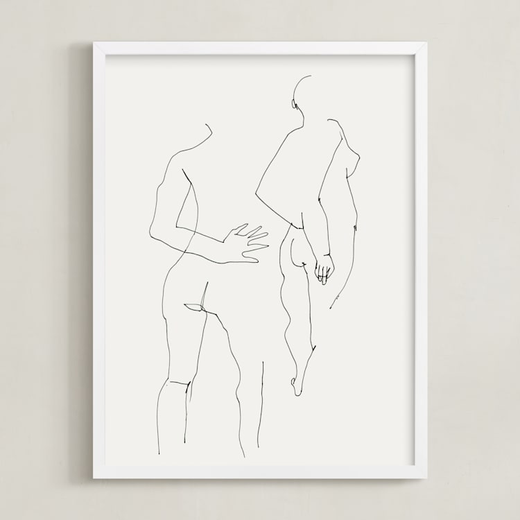 "Back" - Art Print in Black and white by Catilustre - Framed