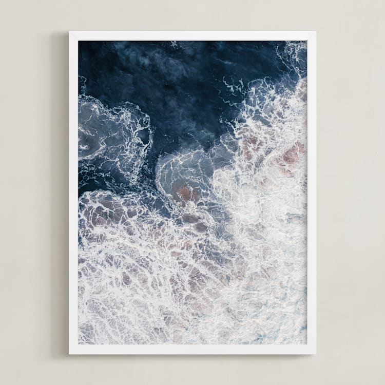 "Ocean's Brushstrokes 1" - Art Print in Deep Sea by Tania Medeiros - Framed