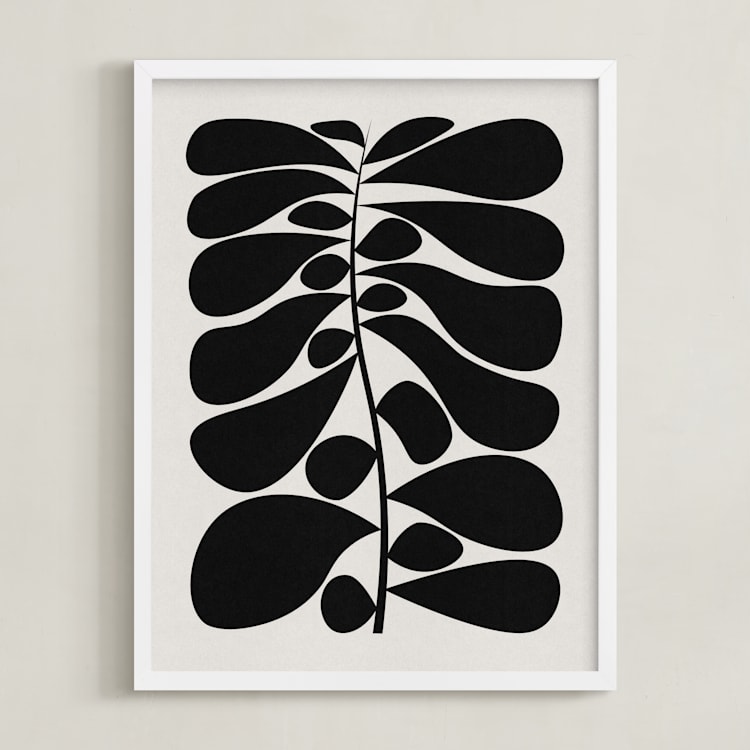 "Black Plant I" - Art Print in Moon White by Alisa Galitsyna - Framed