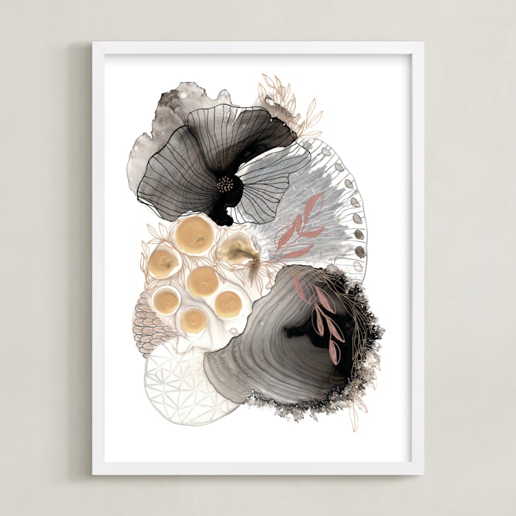 "The World Is Your Oyster" - Art Print in Black Onyx by Maggie Ramirez Burns - Framed