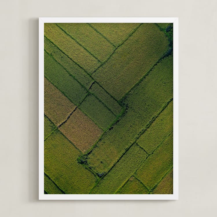 "Above the Paddy" - Art Print in Green by Alaric Yanos - Framed