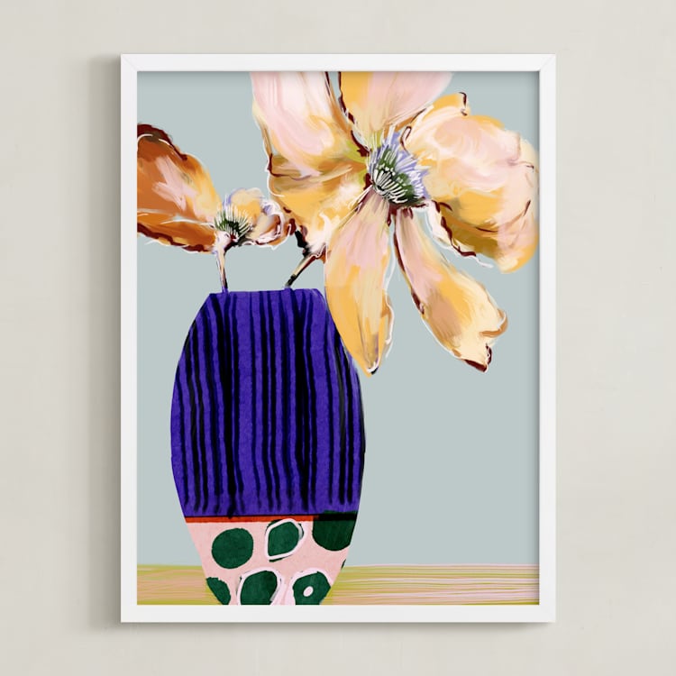 "Its a Good Day" - Art Print in Electric Blue by Shraddha Dharia - Framed