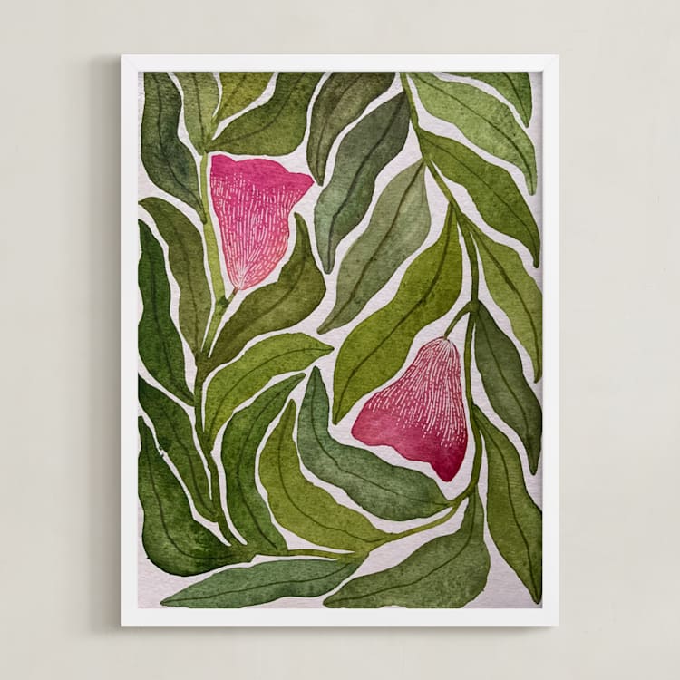 "Seeking balance" - Art Print in Forest Green by Rushmi - Framed
