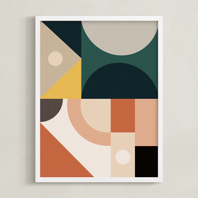 "Mid Century Jungle II" - Art Print in Jade by Maria Alou - Framed
