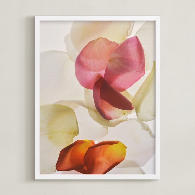 "Inventing a Flower" - Art Print in Rose by Karen Kardatzke - Framed