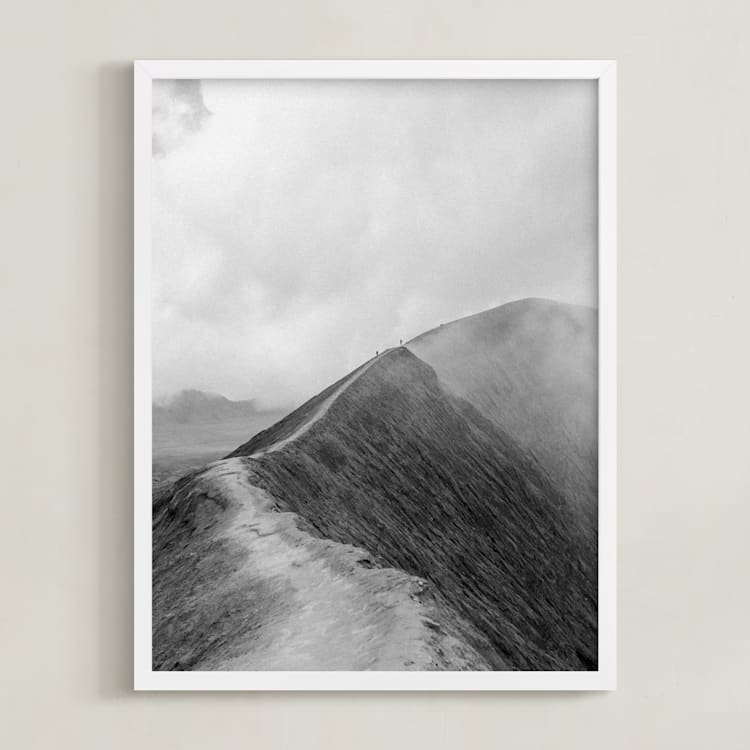"Mighty Mount Bromo" - Art Print in Black & White by Marianne Brouwer - Framed
