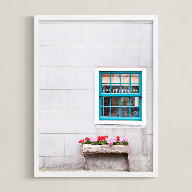 "A Little Window" - Art Print in White Grey by Alexandra Feo - Framed