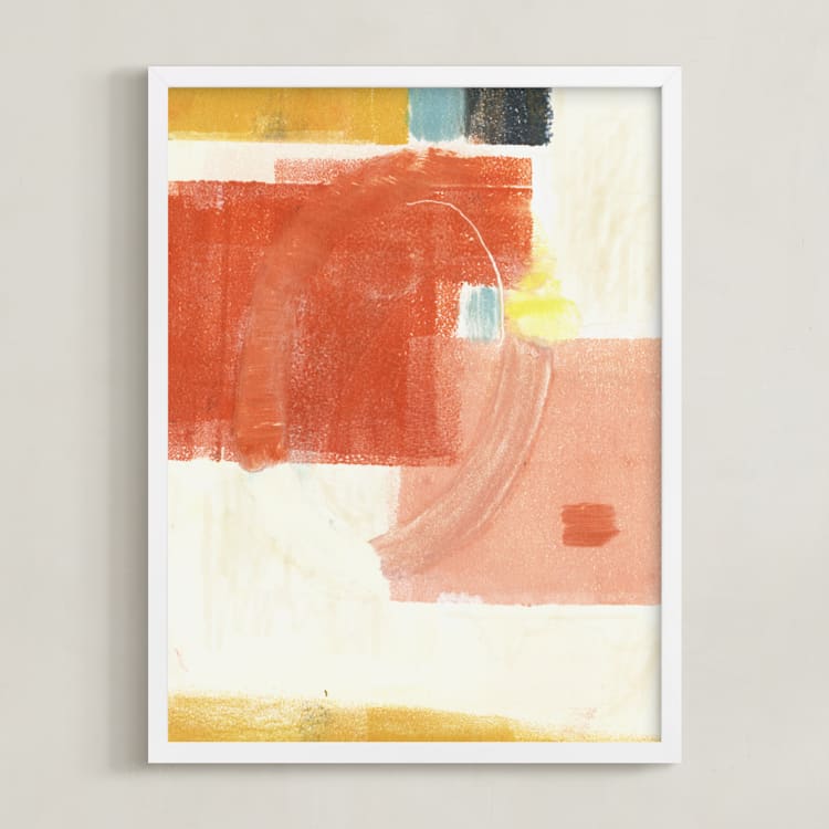 "Red Circle Composition" - Art Print in Rusted Garnet by KATE QUALE - Framed