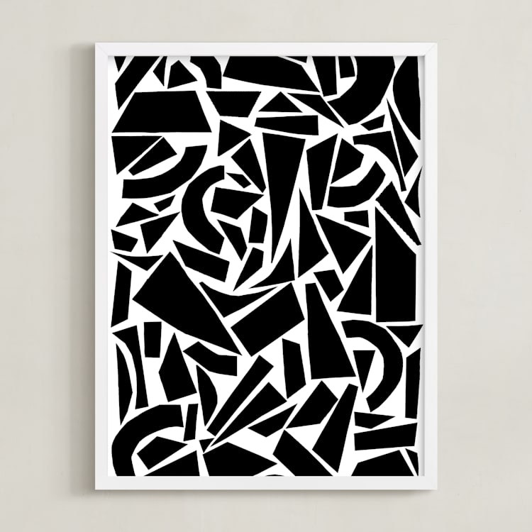 "Broken Glass" - Art Print in Black on White by Elliot Stokes - Framed