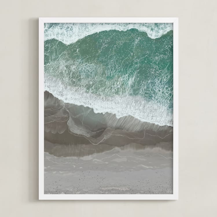 "The Shoreline" - Art Print in Sea Green by Melanie Sutherland - Framed