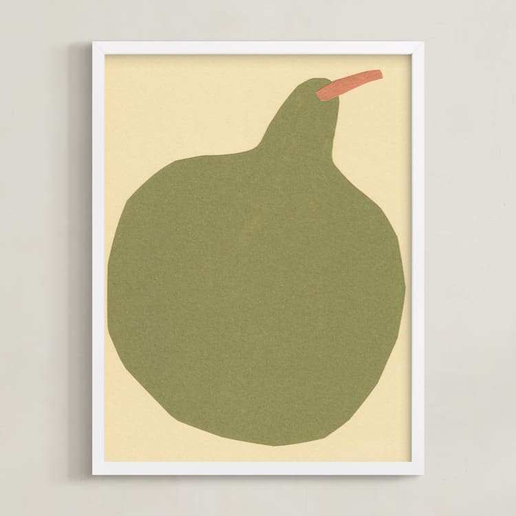 "Big Pear" - Art Print in Earthy Pear Green by Elliot Stokes - Framed