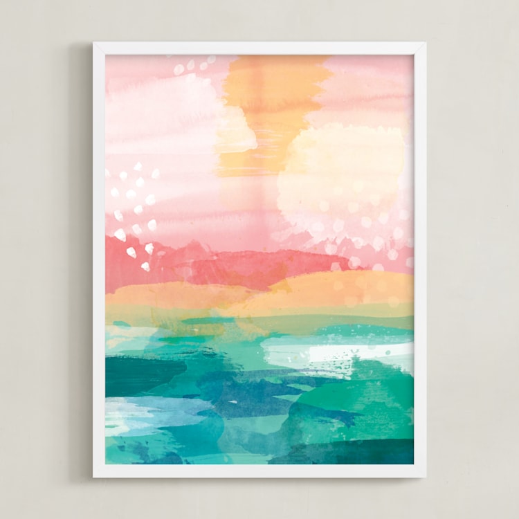 "New Day" - Art Print in Teal by Jess Phoenix - Framed
