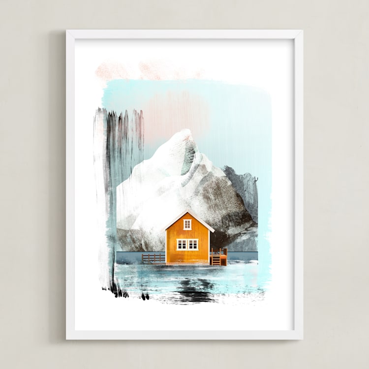 "Orange House" - Art Print in Tangerine Orange by Mallory Grace - Framed
