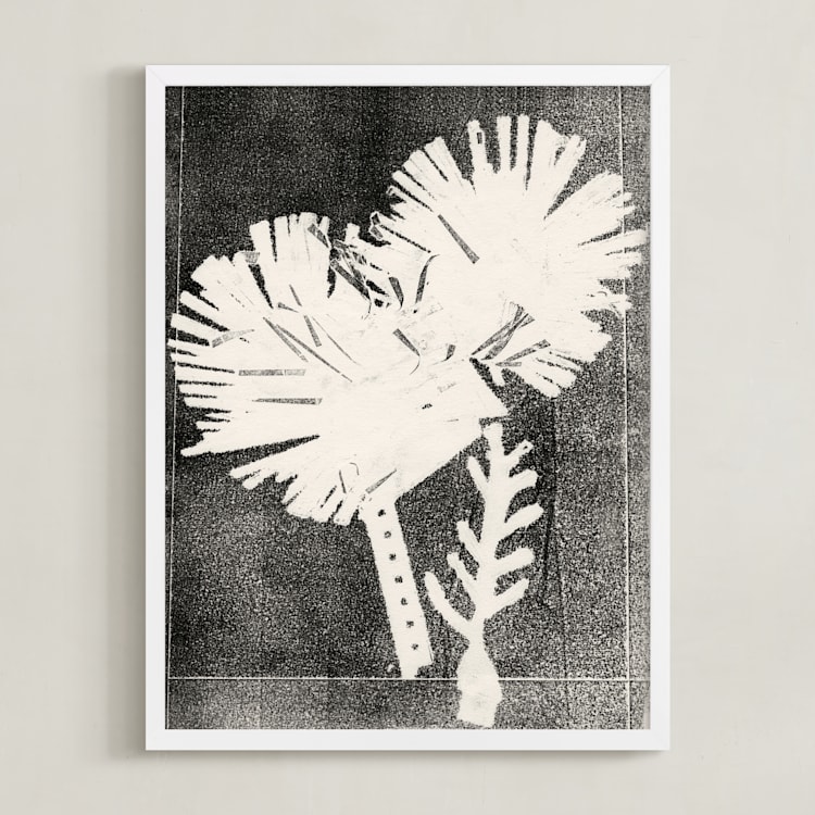 "Paper Flowers 2" - Art Print in Black and White by Angela Simeone - Framed