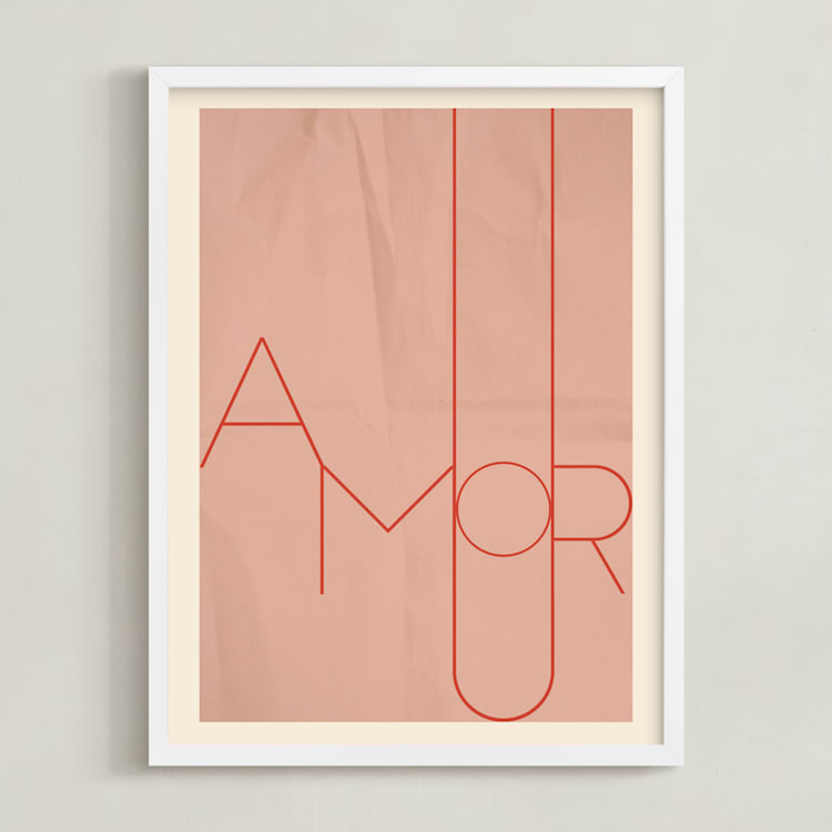 "Amour" - Art Print in blush by Morgan Kendall - Framed